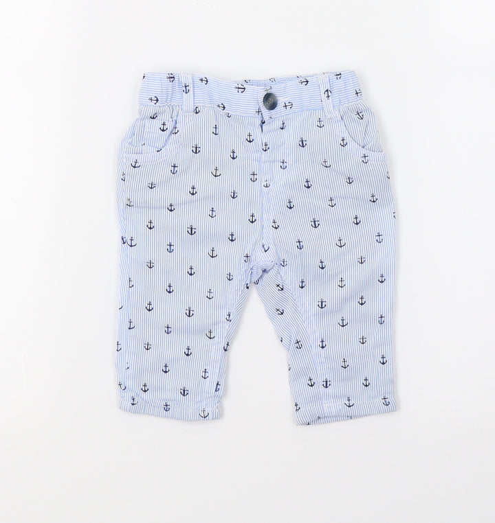 Mini Club Boys Blue Striped  Sweatpants Trousers Size 0-3 Months
