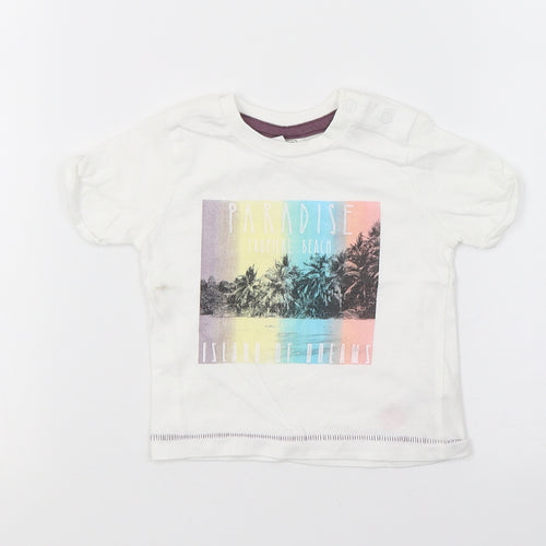 F&F Girls White  Jersey Basic T-Shirt Size 0-3 Months