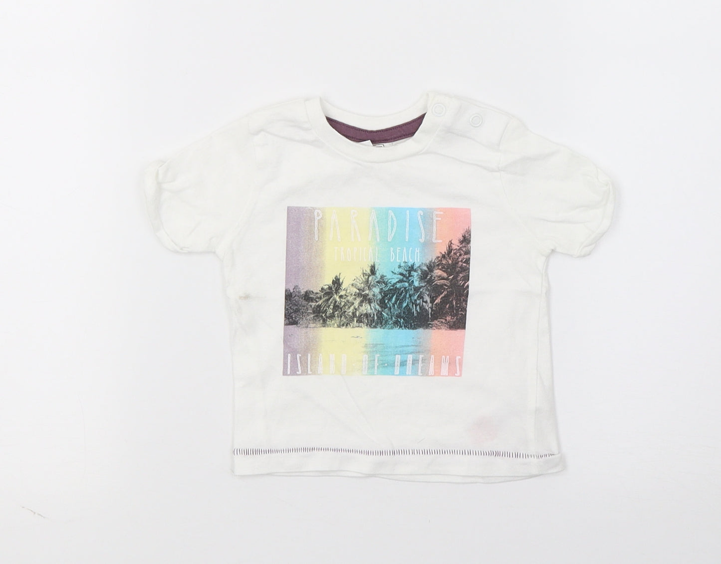 F&F Girls White  Jersey Basic T-Shirt Size 0-3 Months