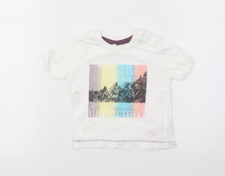 F&F Girls White  Jersey Basic T-Shirt Size 0-3 Months