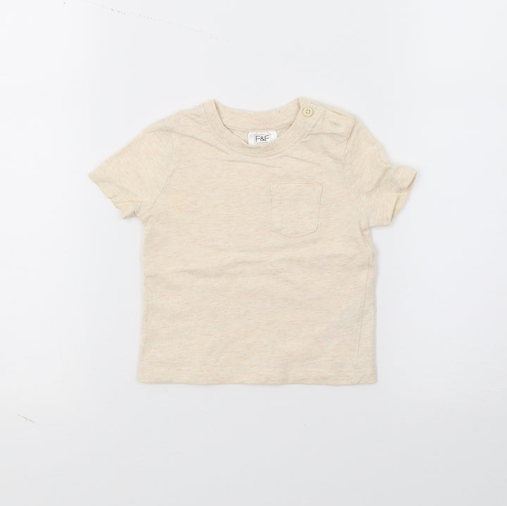 F&F Baby Beige  Jersey Basic T-Shirt Size 0-3 Months