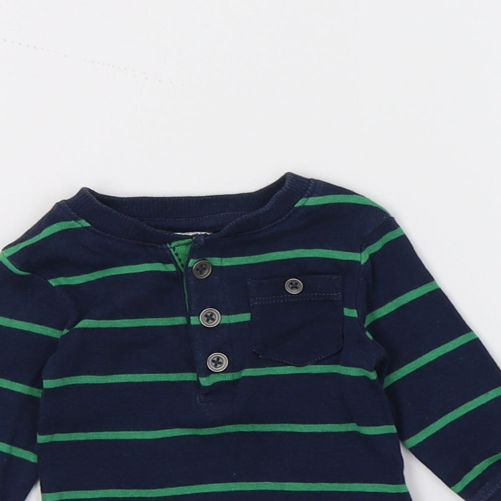 F&F Boys Blue Striped Jersey Basic T-Shirt Size 0-3 Months