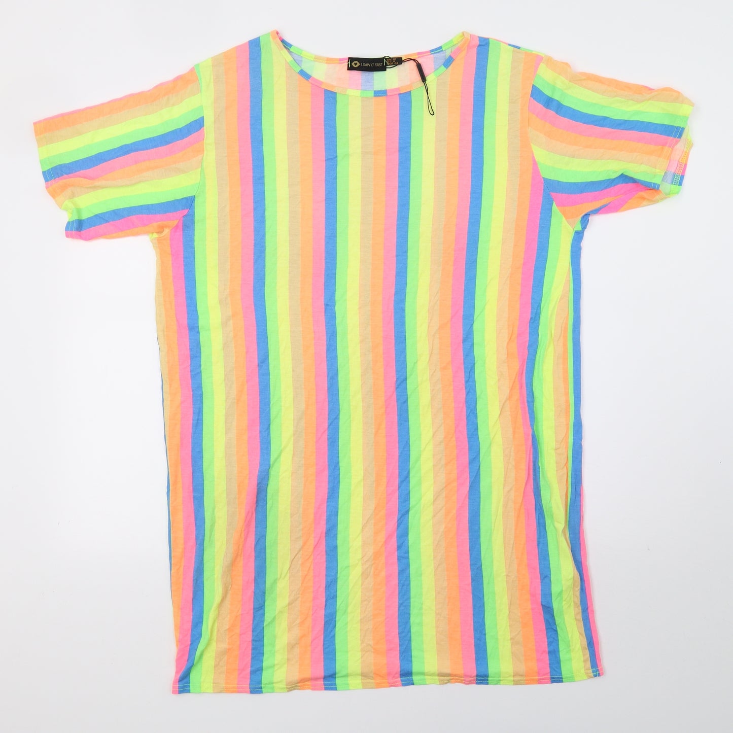 I SAW IT FIRST Womens Multicoloured Striped  Basic T-Shirt Size 12