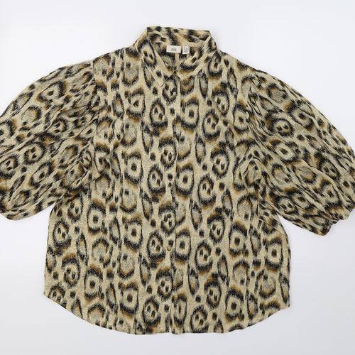 River Island Womens Multicoloured Animal Print  Basic Button-Up Size 12