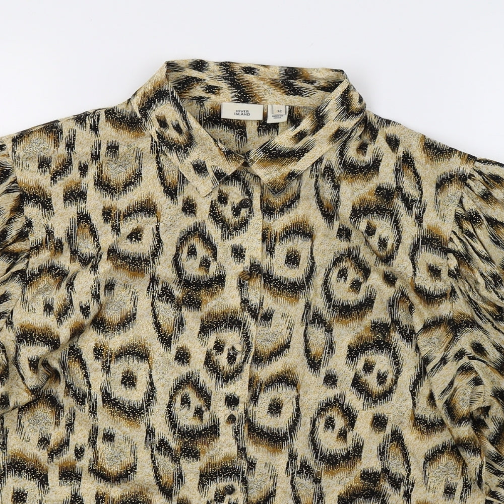 River Island Womens Multicoloured Animal Print  Basic Button-Up Size 12