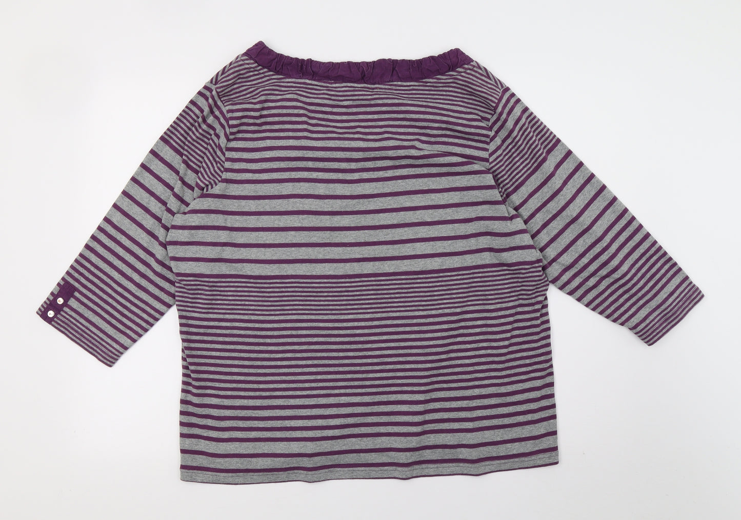 Maine Womens Purple Striped Jersey Basic T-Shirt Size 22
