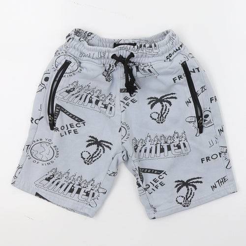 Nect Boys Blue Geometric Jersey Sweat Shorts Size 7 Years
