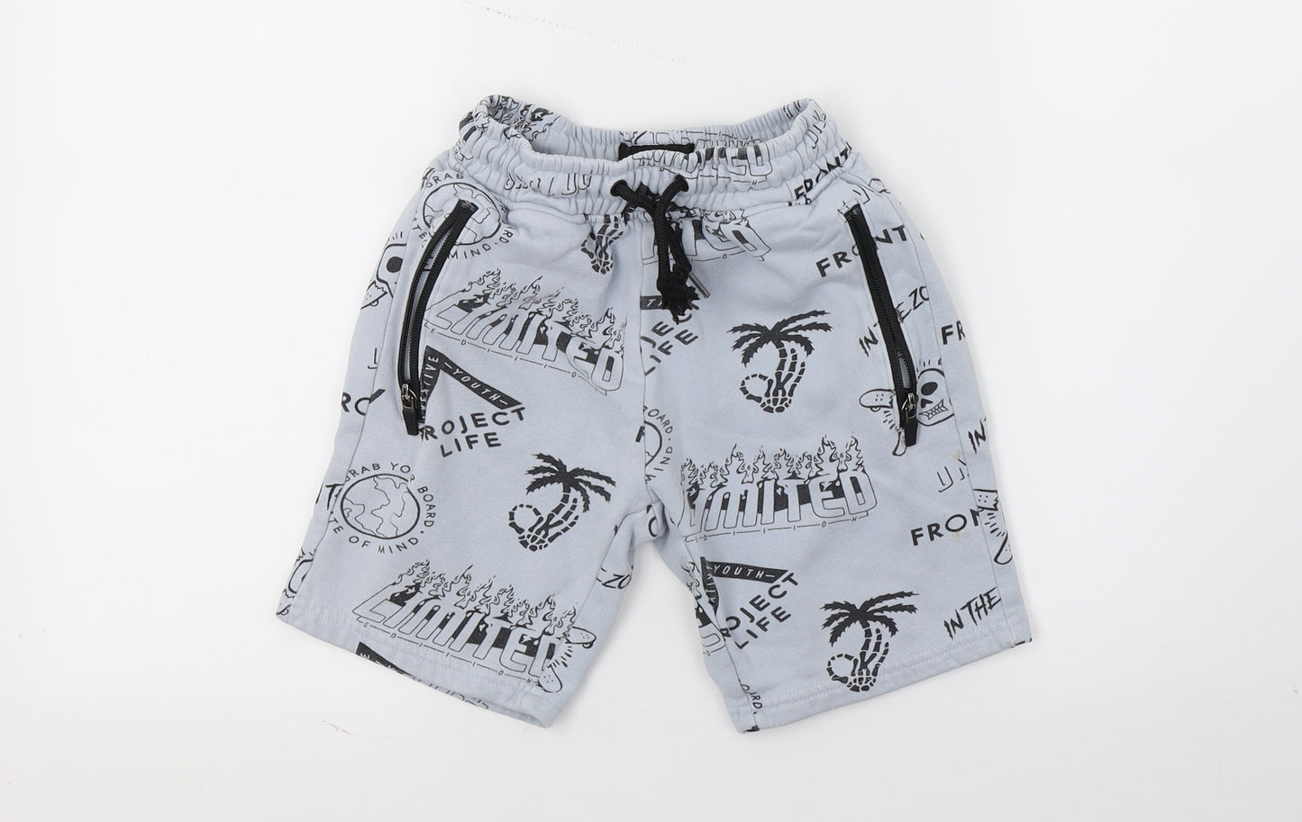Nect Boys Blue Geometric Jersey Sweat Shorts Size 7 Years