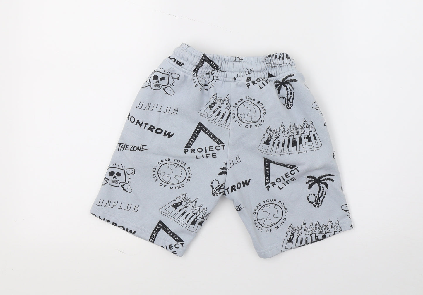 Nect Boys Blue Geometric Jersey Sweat Shorts Size 7 Years
