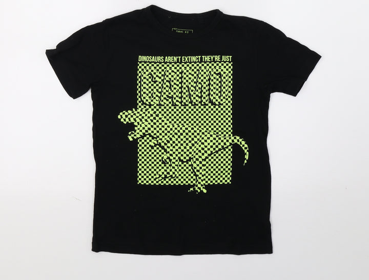 NEXT Boys Black Jersey Basic T-Shirt Size 7 Years - dinasour