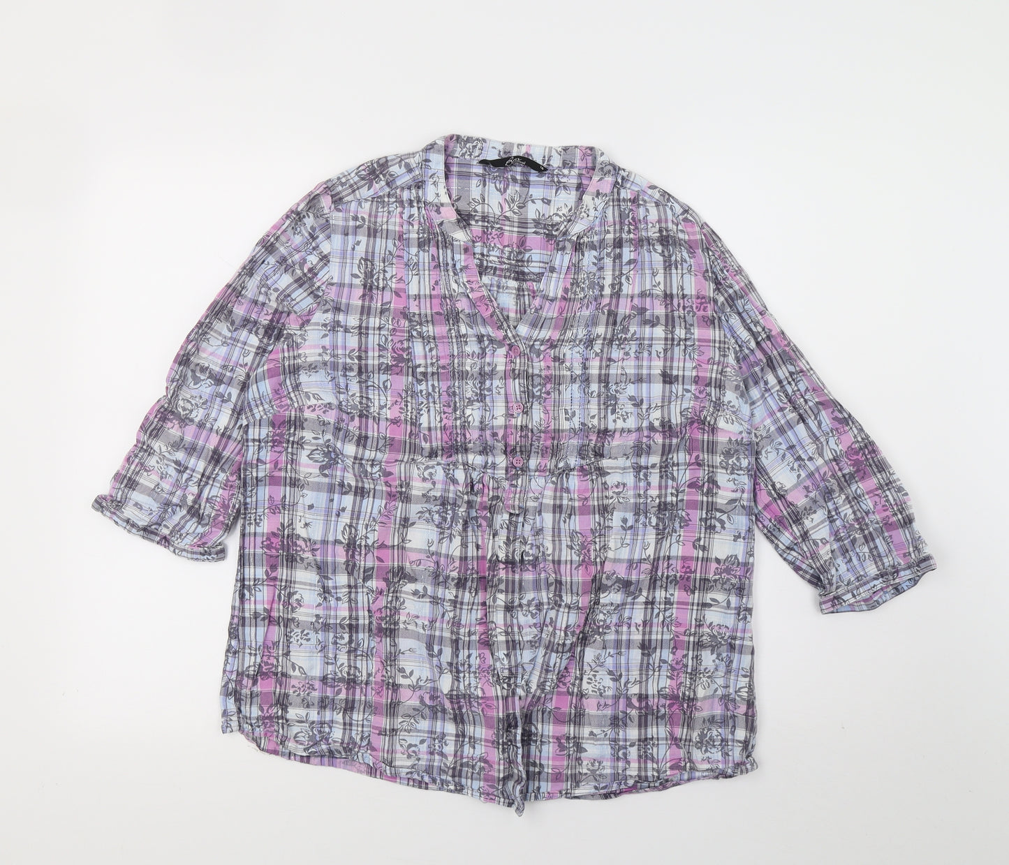 BM Womens Multicoloured Check  Top Pyjama Top Size 16