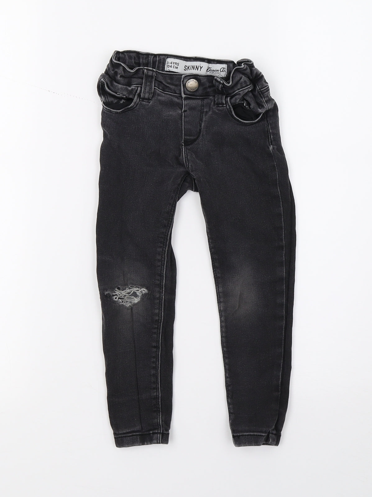 DenimCo Girls Black  Denim Skinny Jeans Size 3-4 Years - distressed