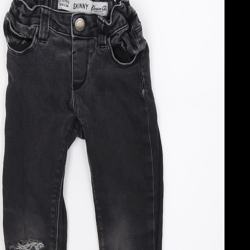 DenimCo Girls Black  Denim Skinny Jeans Size 3-4 Years - distressed