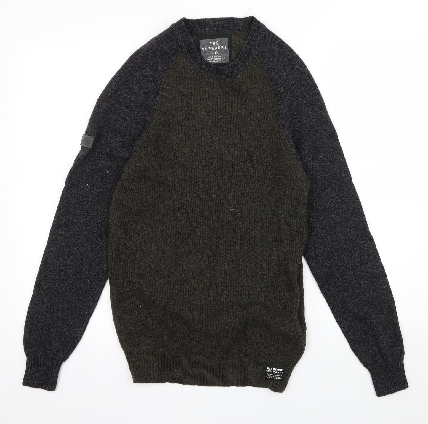 Superdry Mens Green  Knit Pullover Jumper Size M
