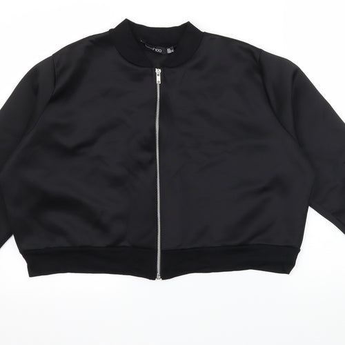 Boohoo Womens Black  Jersey Full Zip Sweatshirt Size 16