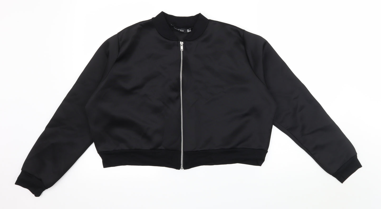 Boohoo Womens Black  Jersey Full Zip Sweatshirt Size 16