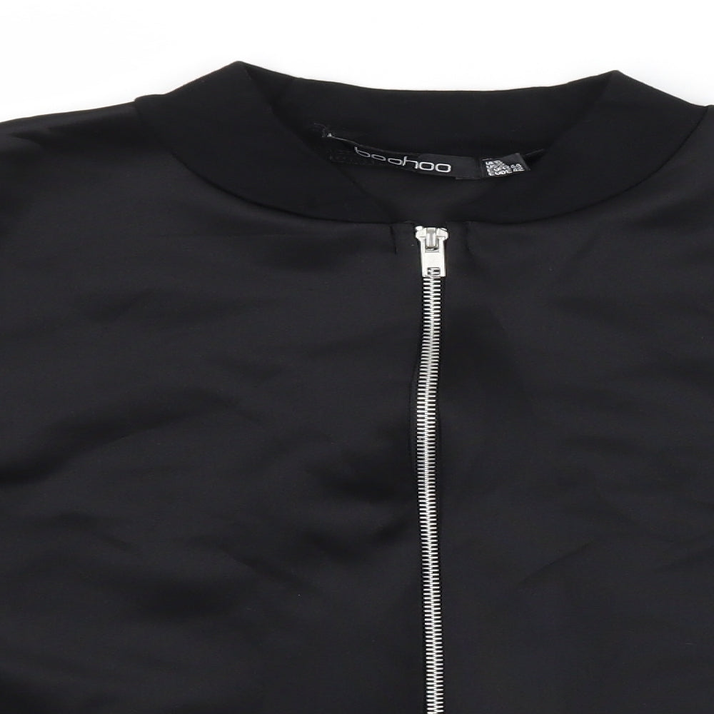 Boohoo Womens Black  Jersey Full Zip Sweatshirt Size 16