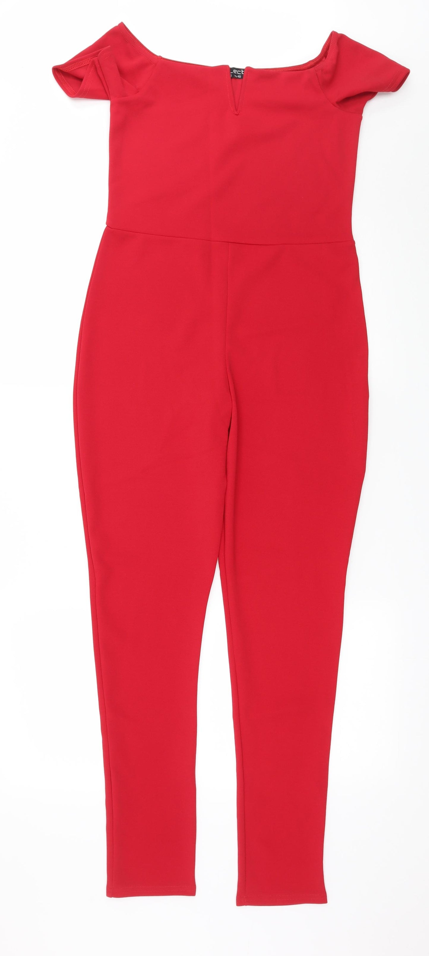 Select Womens Red  Jersey Jumpsuit One-Piece Size 12 L28 in