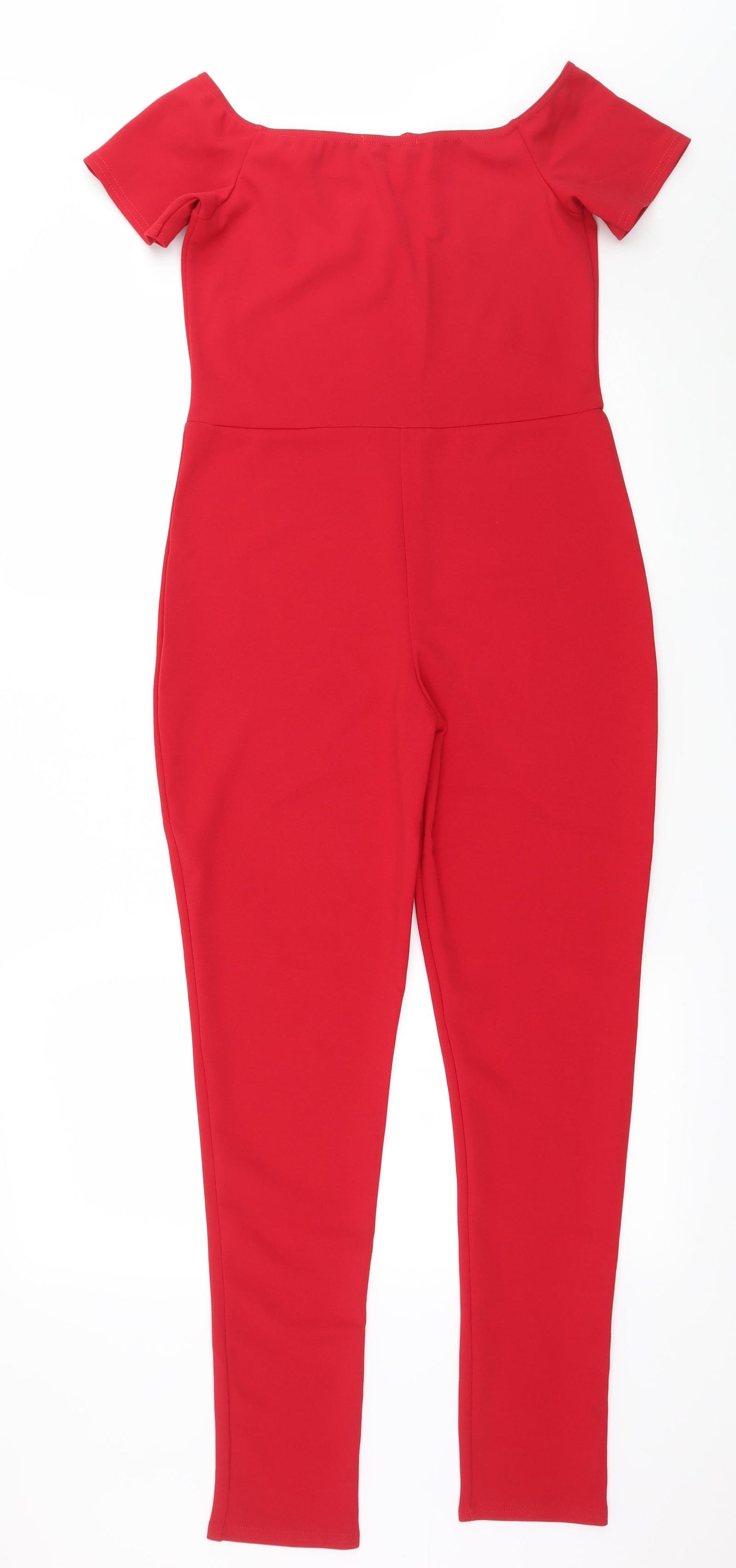 Select Womens Red  Jersey Jumpsuit One-Piece Size 12 L28 in