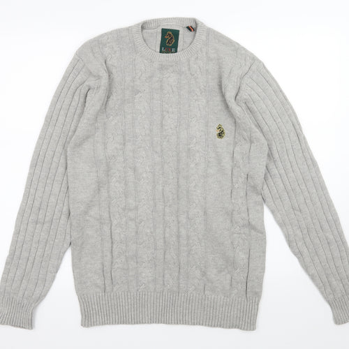 Luke Mens Grey  Knit Pullover Jumper Size XL