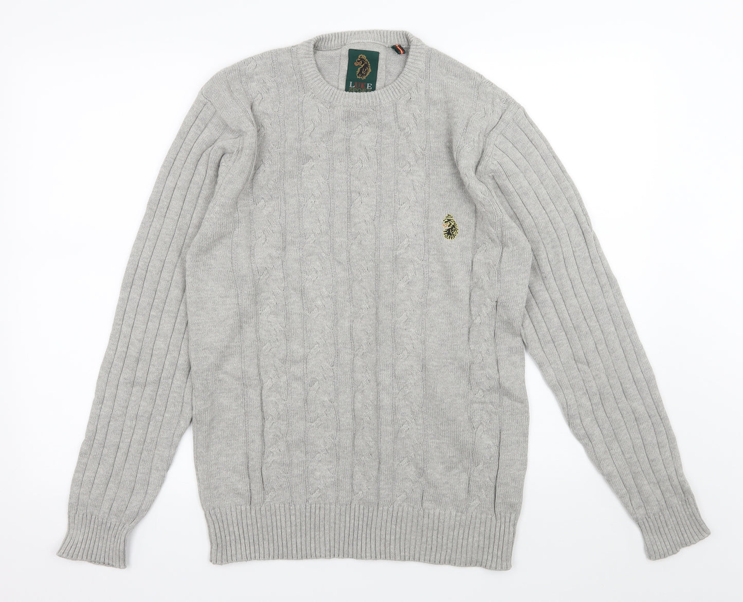 Luke Mens Grey  Knit Pullover Jumper Size XL