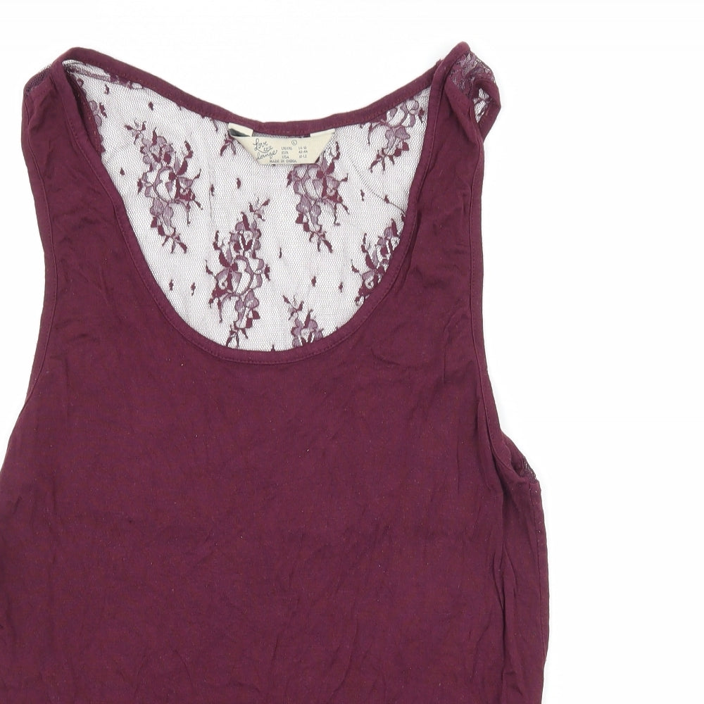 Love to Lounge Womens Purple  Jersey Basic Tank Size 14