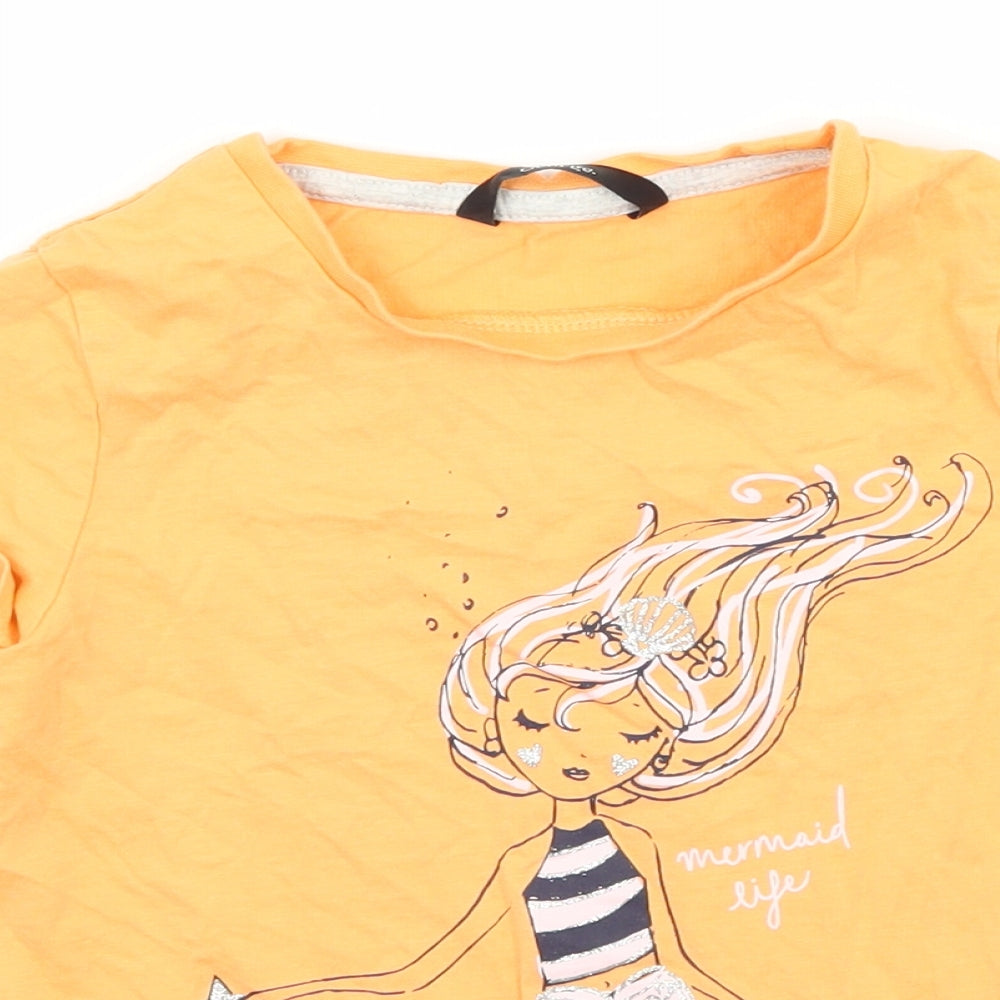 George Girls Orange  Jersey Basic T-Shirt Size 6-7 Years  - Mermaid life