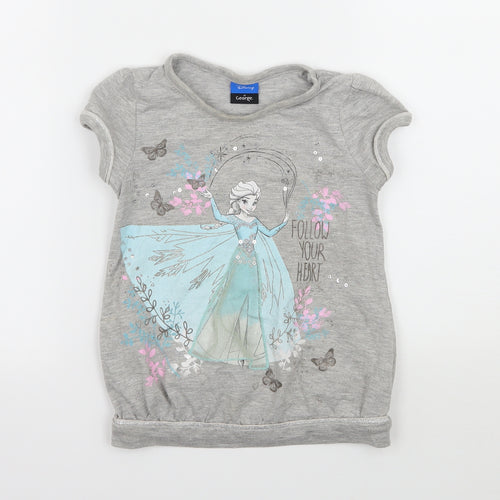 George Girls Grey  Jersey Basic T-Shirt Size 2-3 Years  - Frozen