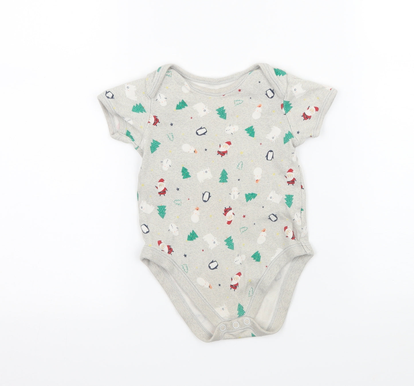 George Baby Grey Geometric Jersey Babygrow One-Piece Size 12-18 Months  - Christmas Icons