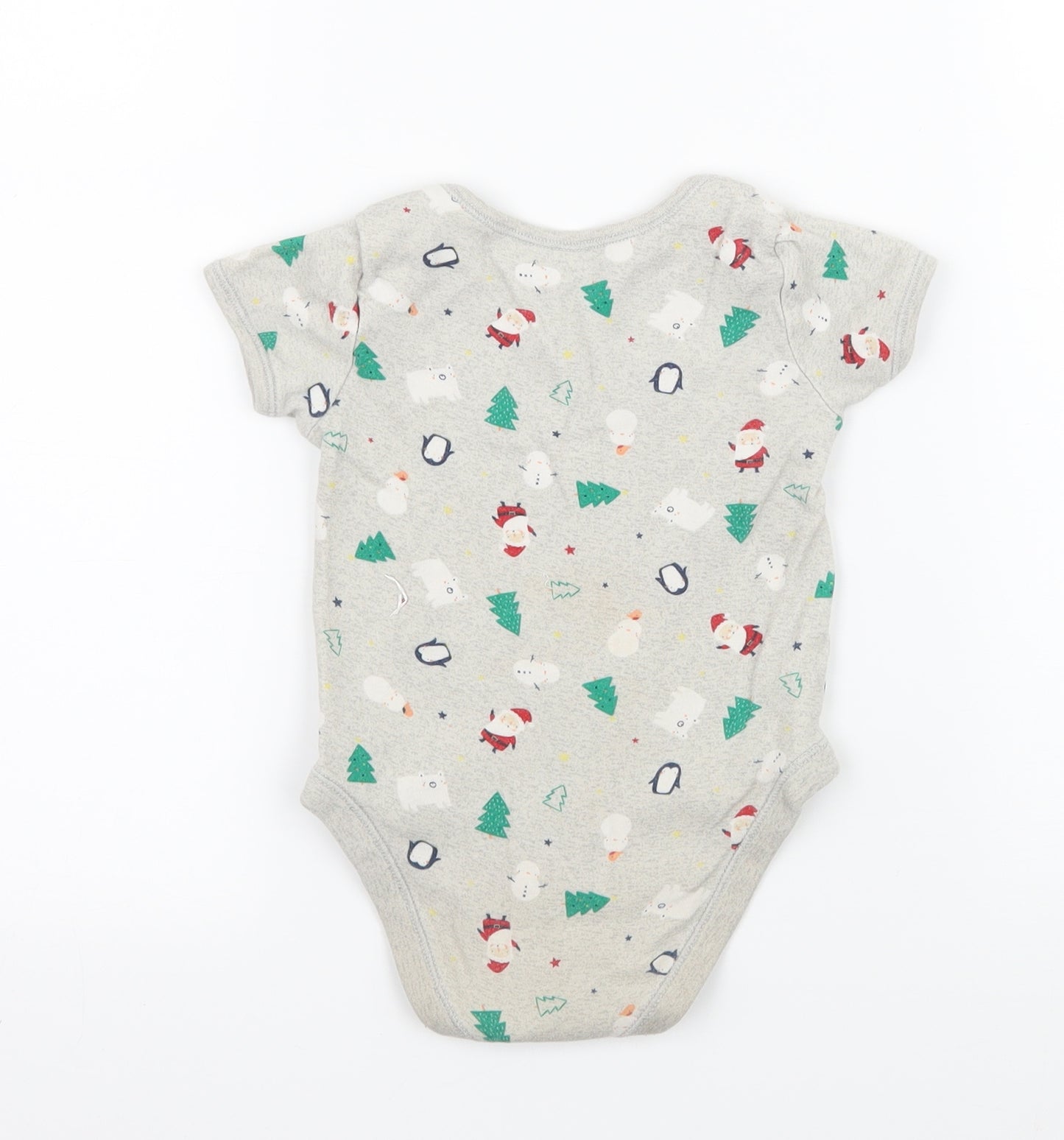George Baby Grey Geometric Jersey Babygrow One-Piece Size 12-18 Months  - Christmas Icons