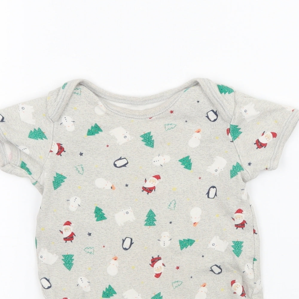 George Baby Grey Geometric Jersey Babygrow One-Piece Size 12-18 Months  - Christmas Icons