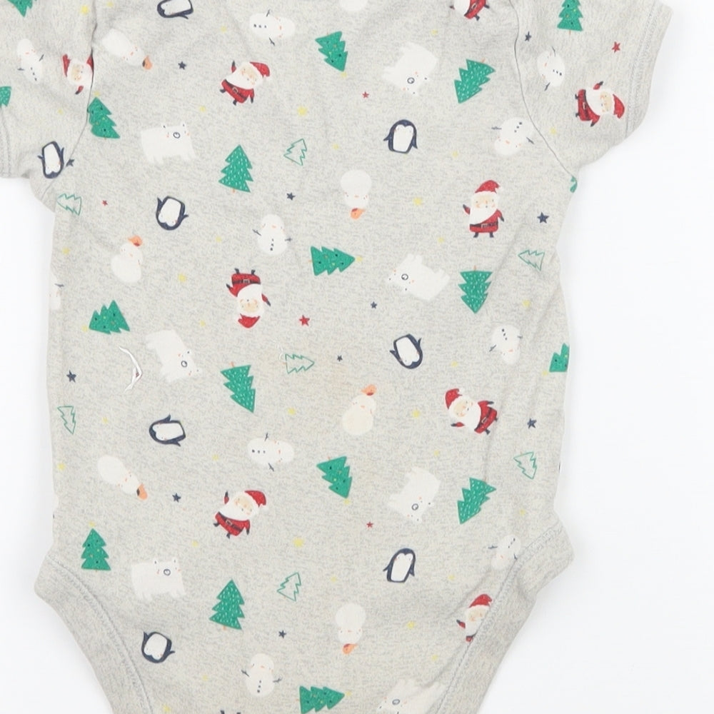 George Baby Grey Geometric Jersey Babygrow One-Piece Size 12-18 Months  - Christmas Icons