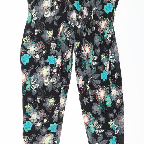 George Womens Black Floral Jersey Trousers  Size 36 in L29 in