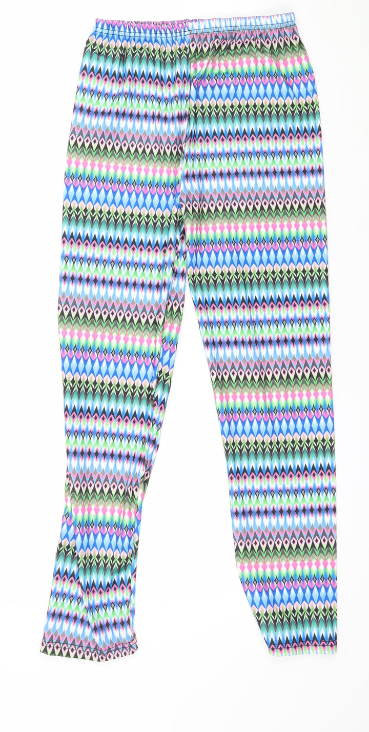 Chickster Basics Womens Multicoloured Geometric Jersey Capri Leggings Size M L25 in