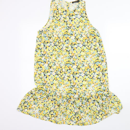 Boohoo Womens Yellow Floral  A-Line  Size 10