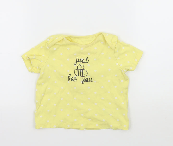 F&F Girls Yellow Polka Dot Jersey Basic T-Shirt Size 12-18 Months - Just be you