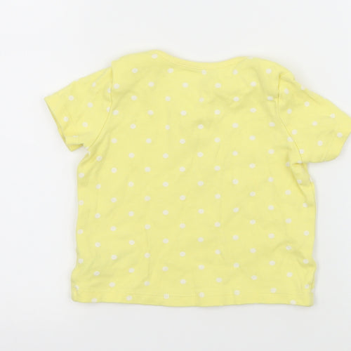 F&F Girls Yellow Polka Dot Jersey Basic T-Shirt Size 12-18 Months  - Just be you