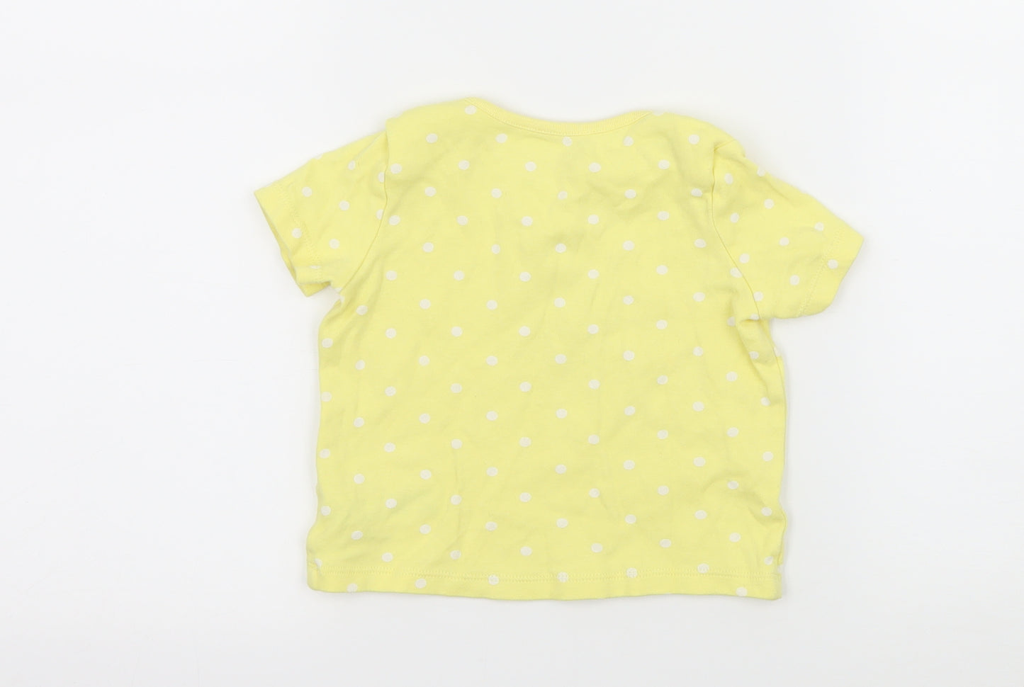 F&F Girls Yellow Polka Dot Jersey Basic T-Shirt Size 12-18 Months  - Just be you