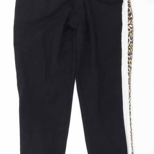 Pink Vanilla Womens Black Striped Jersey Jogger Trousers Size 8 L27 in