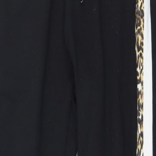 Pink Vanilla Womens Black Striped Jersey Jogger Trousers Size 8 L27 in