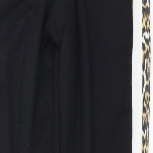 Pink Vanilla Womens Black Striped Jersey Jogger Trousers Size 8 L27 in