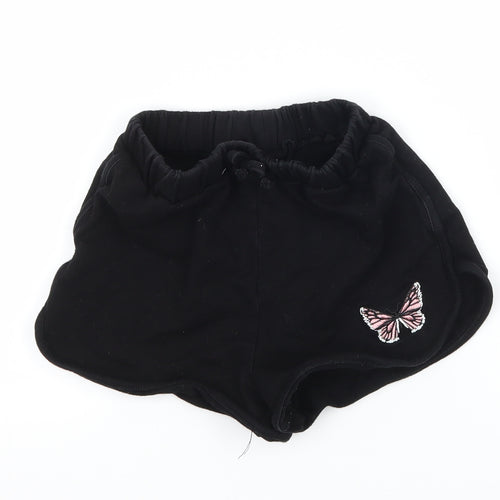 SheIn Girls Black  Jersey Sweat Shorts Size 5-6 Years - Butterfly