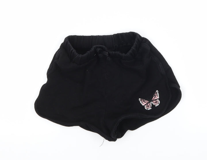 SheIn Girls Black  Jersey Sweat Shorts Size 5-6 Years - Butterfly