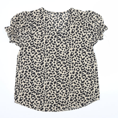 SheIn Womens Brown Animal Print  Basic Blouse Size L