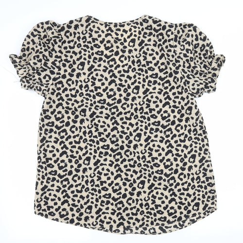SheIn Womens Brown Animal Print  Basic Blouse Size L