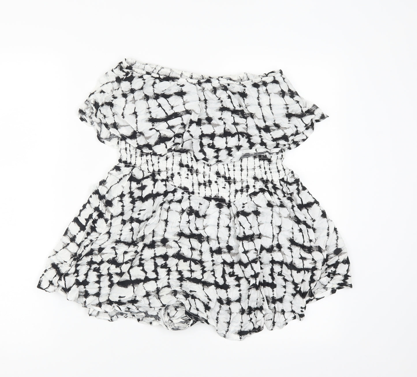 New Look Womens White Geometric  Playsuit One-Piece Size 12  - SKORT