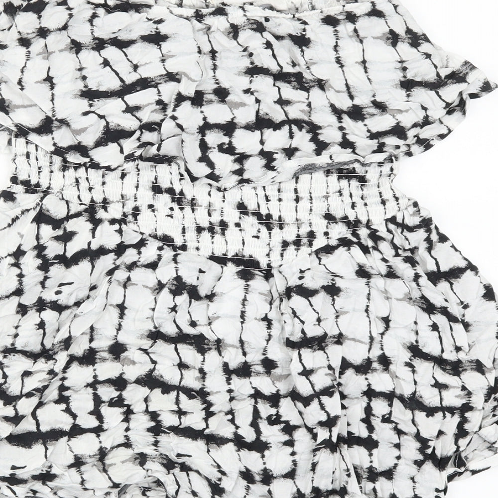 New Look Womens White Geometric  Playsuit One-Piece Size 12  - SKORT