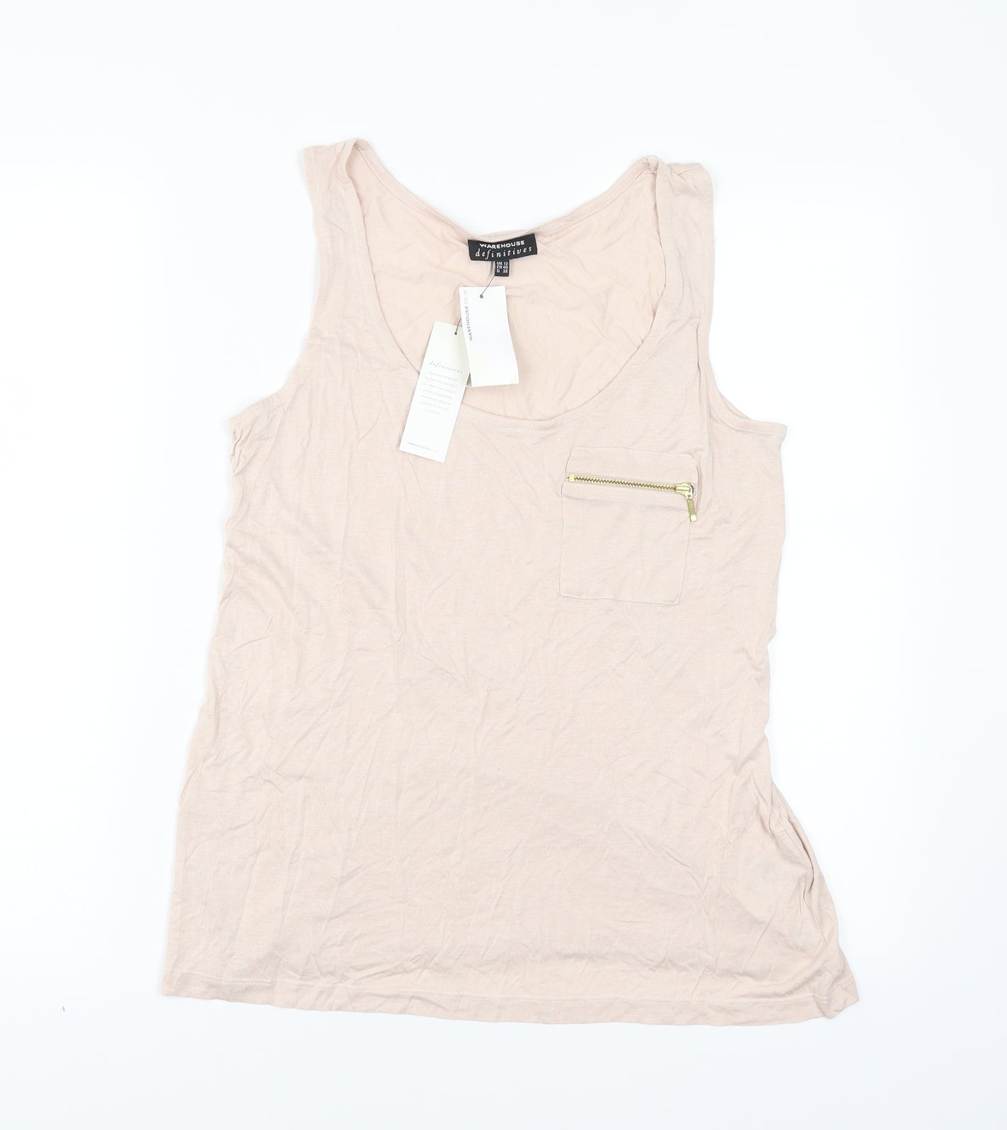 Warehouse Womens Pink   Basic T-Shirt Size 12  - vest top