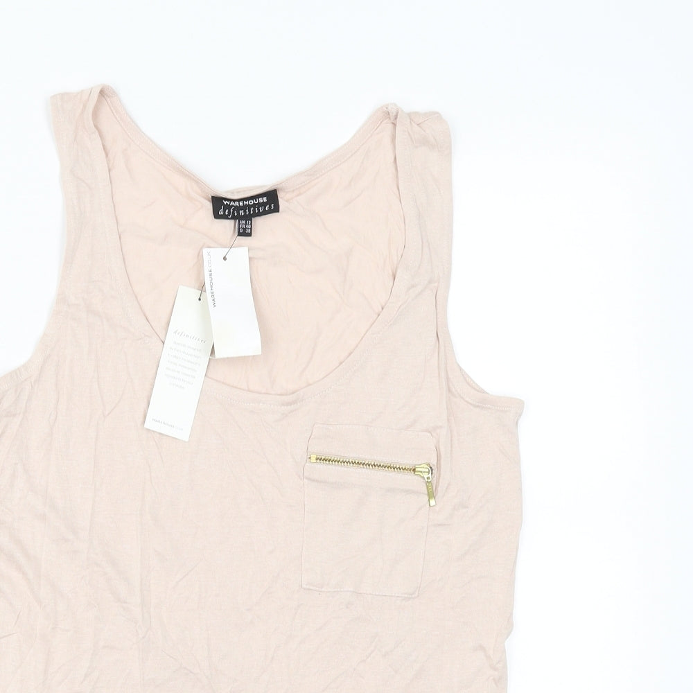 Warehouse Womens Pink   Basic T-Shirt Size 12  - vest top