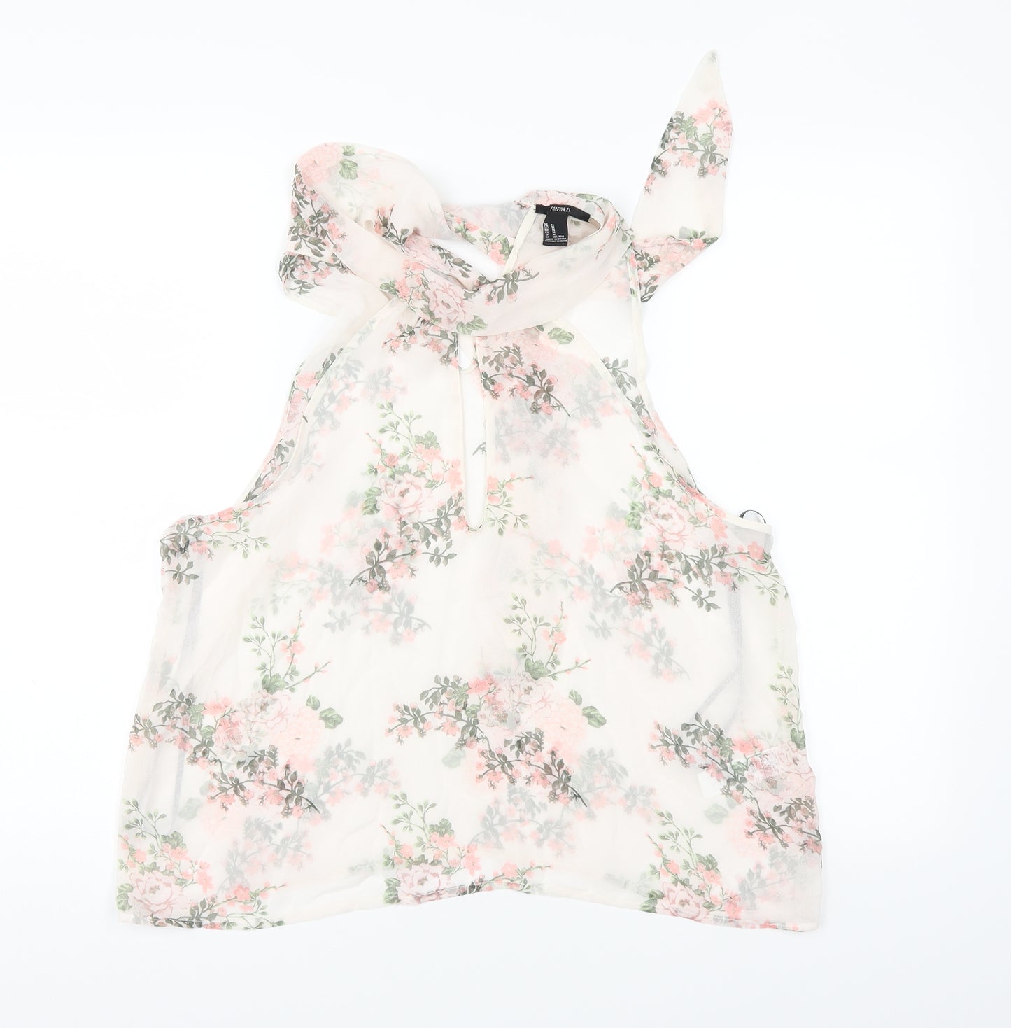 FOREVER 21 Womens Ivory Floral  Tunic Blouse Size M